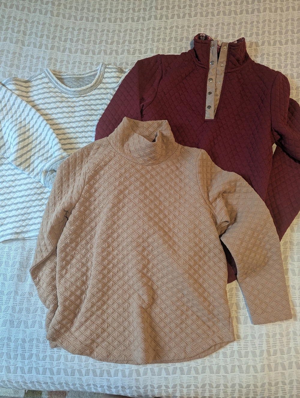 Bundle of THREE Preppy Quilted Sweatshirts Women's S-M (J Crew)
